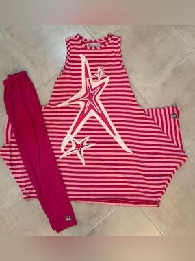 KidCuteTure Sz 12 Starfish Pink Dress & Capris